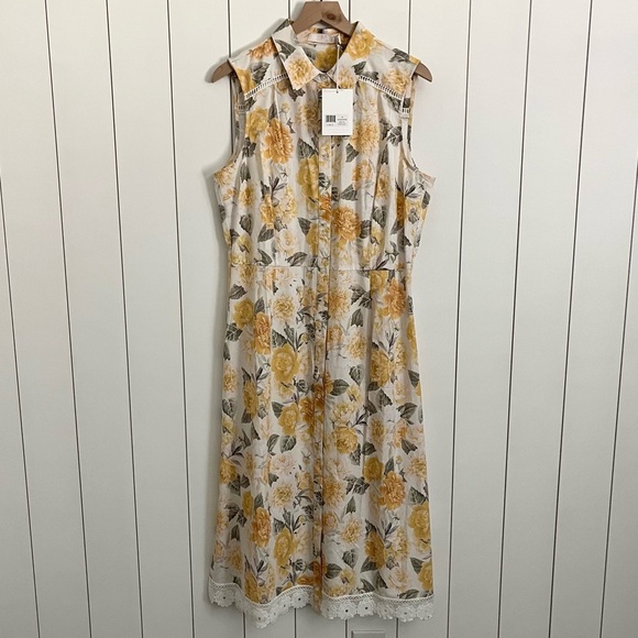 Rachel Parcell Sleeveless Shirt Dress in Peonies Floral - Picture 6 of 8